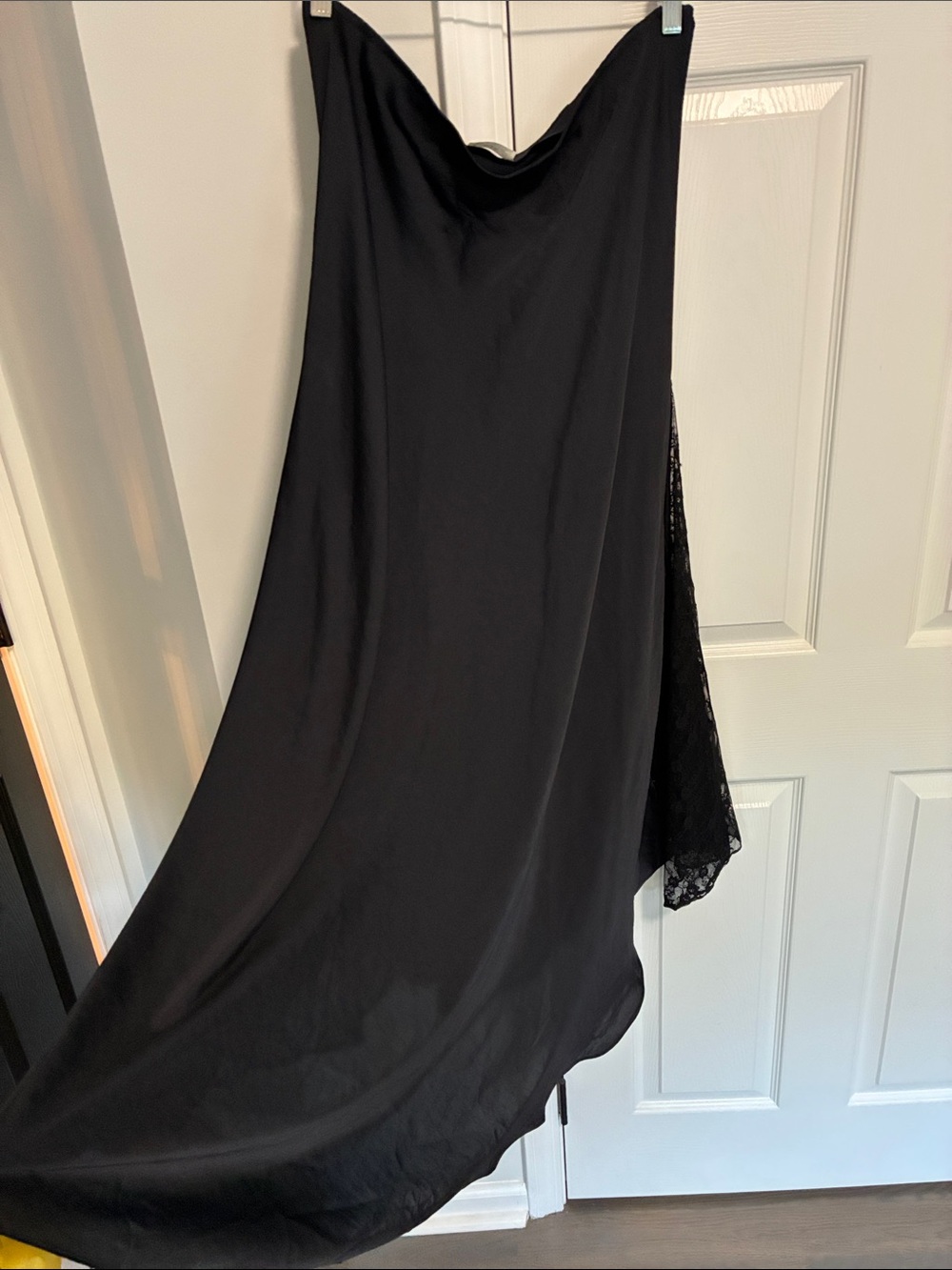 Free People Black High-Low Slip Skirt with Lace Panel
